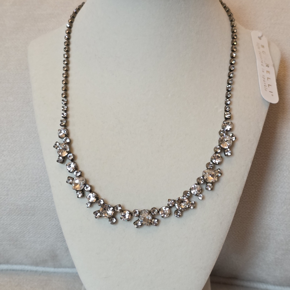 Sorrelli Crystal Collar Necklace Gunmetal Clear Stones NWT